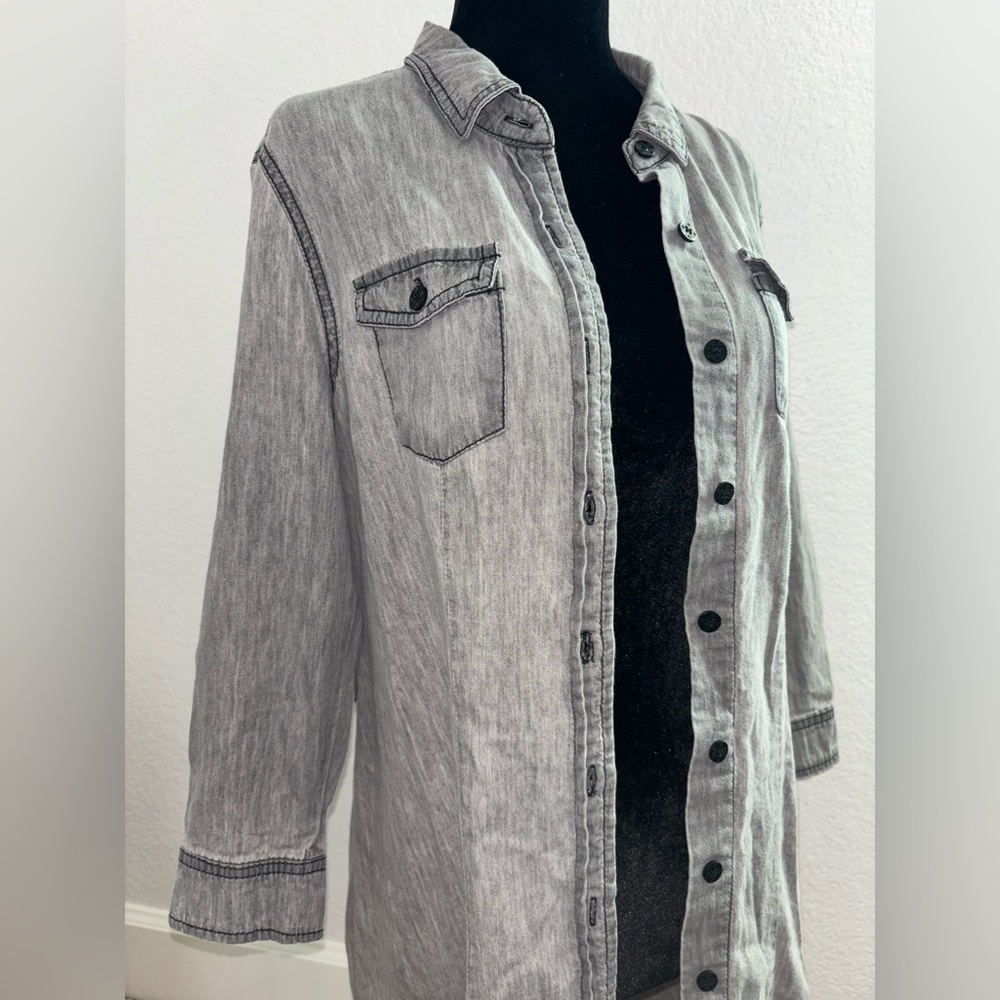 Ci Sono Women's Gray Long Denim Jacket